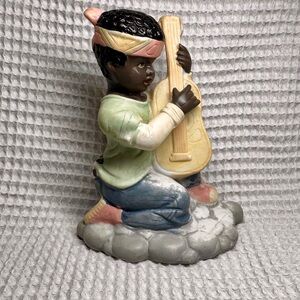 Rare Vintage African American Boy Playing Guitar Porcelain Figurine